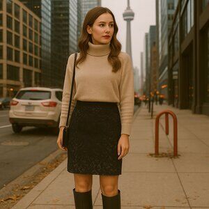 Armani Exchange Black Lace Stretch Mini Skirt • Medium M